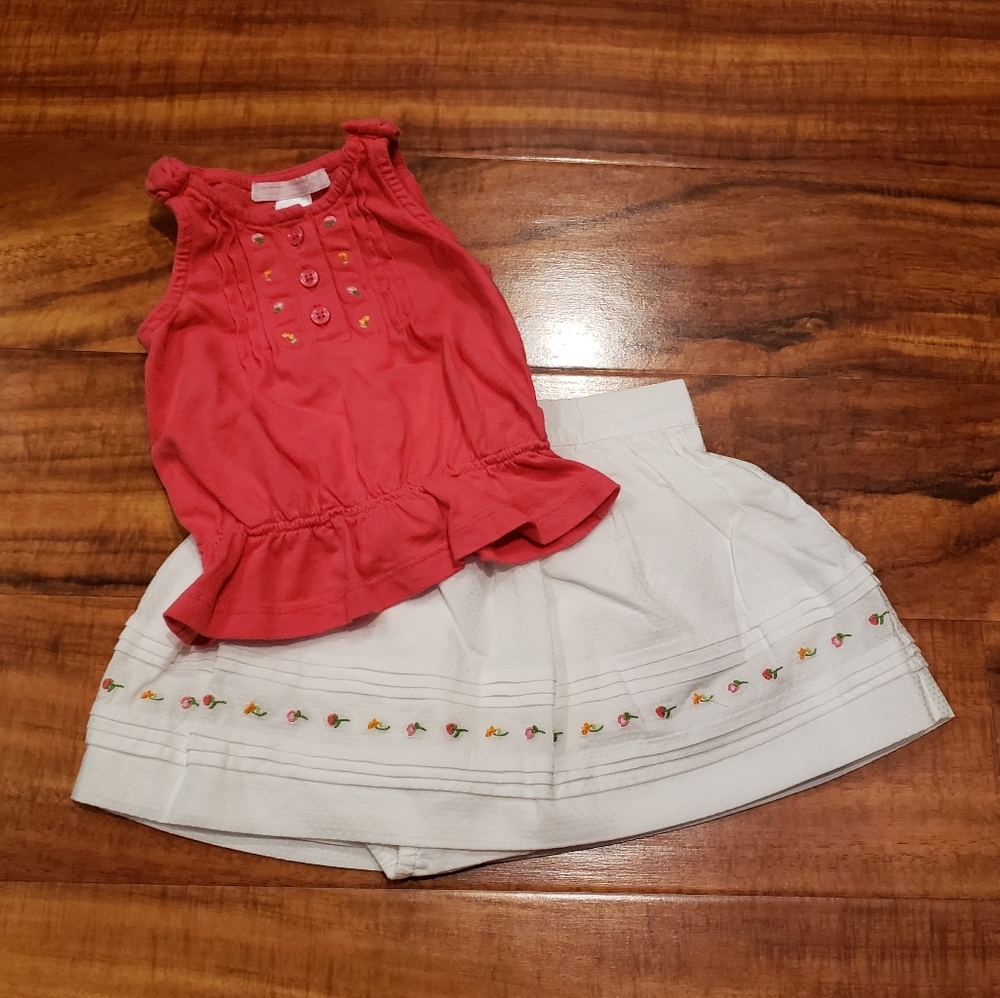 Janie and Jack NWT 3-6/6-12 months embroidered top and dobby floral accent skirt